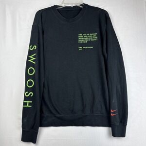 Nike NSW Swoosh SBB Crew Neck Black Pullover Sweatshirt Men's Size Large